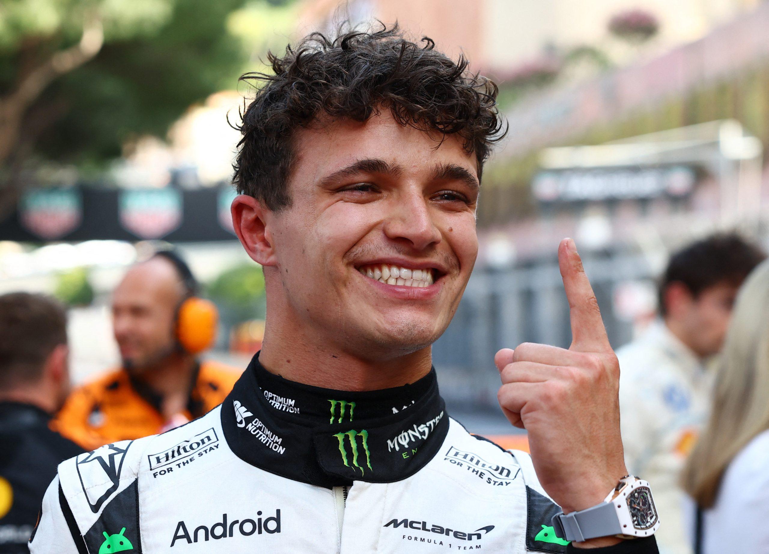 Lando Norris celebrando en el Gran Premio de Mónaco 2025