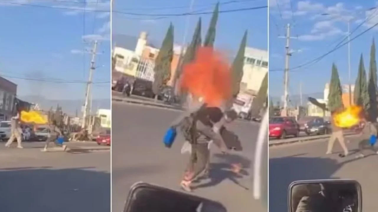 Pelea viral: Tragafuegos y limpiaparabrisas se enfrentan en Chalco