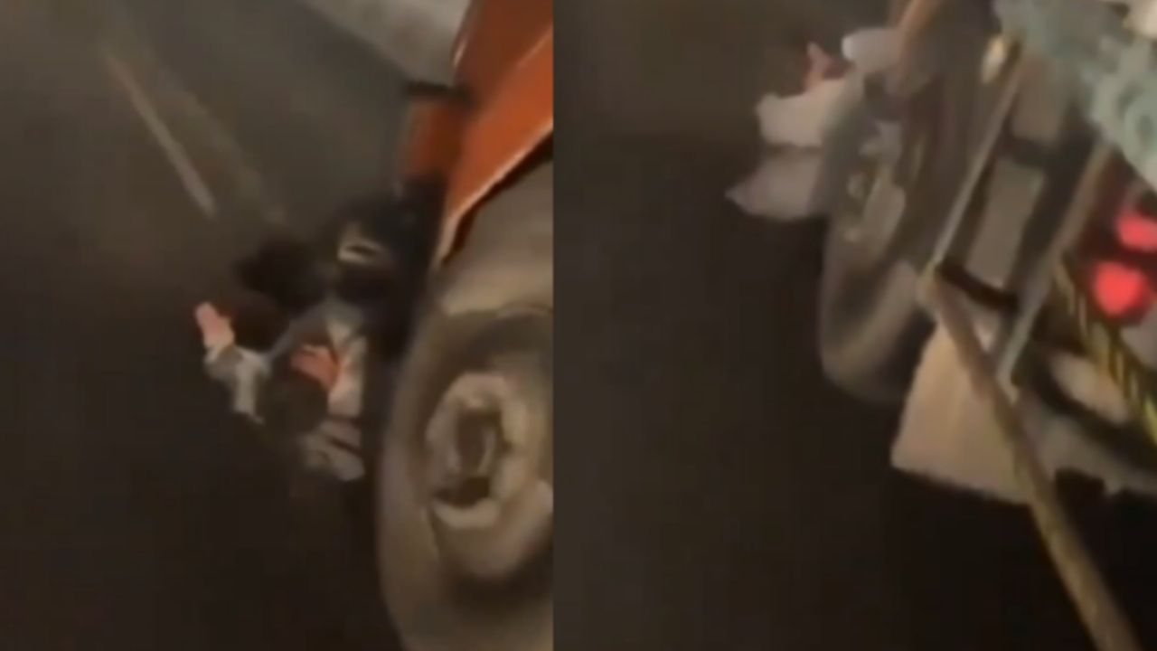 Video expone mortal peligro de motos al circular entre tráileres