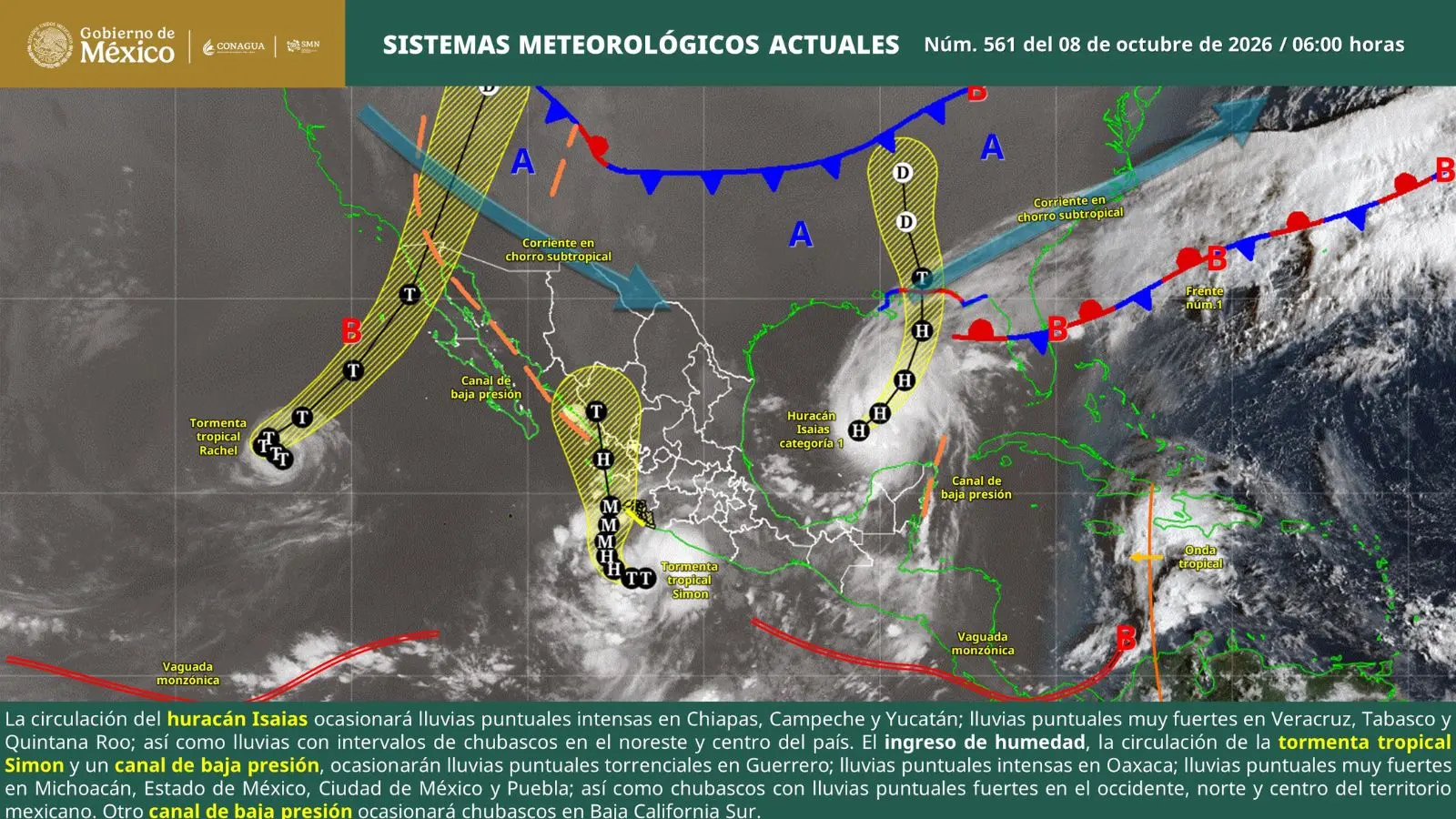 Quintana Roo enfrenta deterioro meteorológico por huracán Isaias
