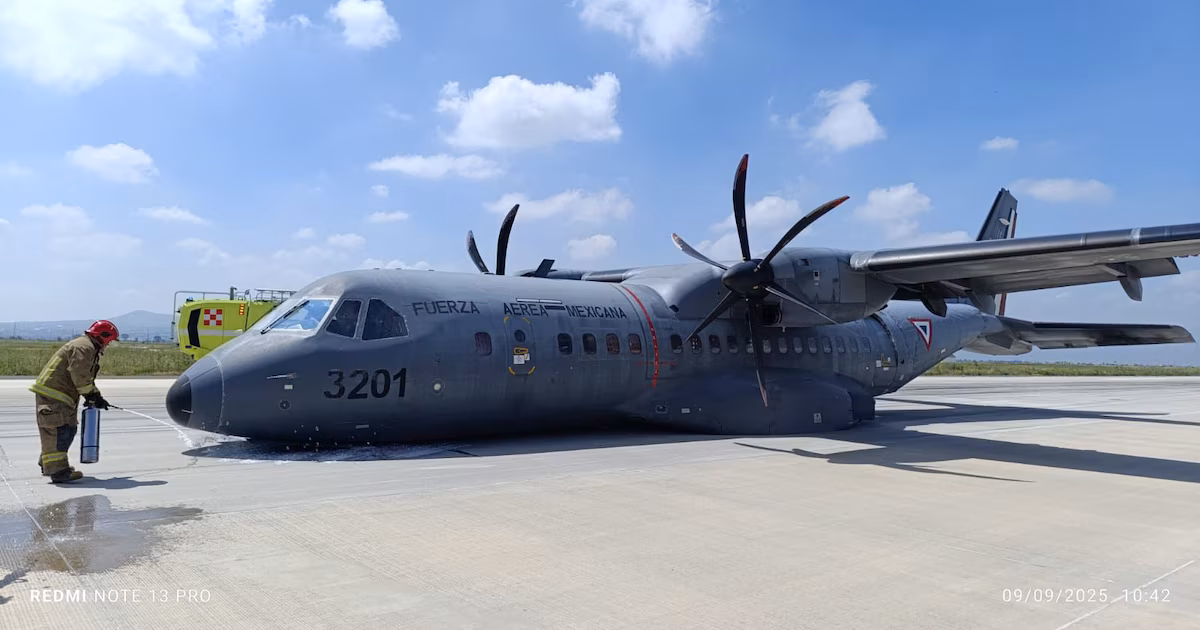 Incidente aéreo en el AIFA: Aeronave militar sufre percance en aterrizaje