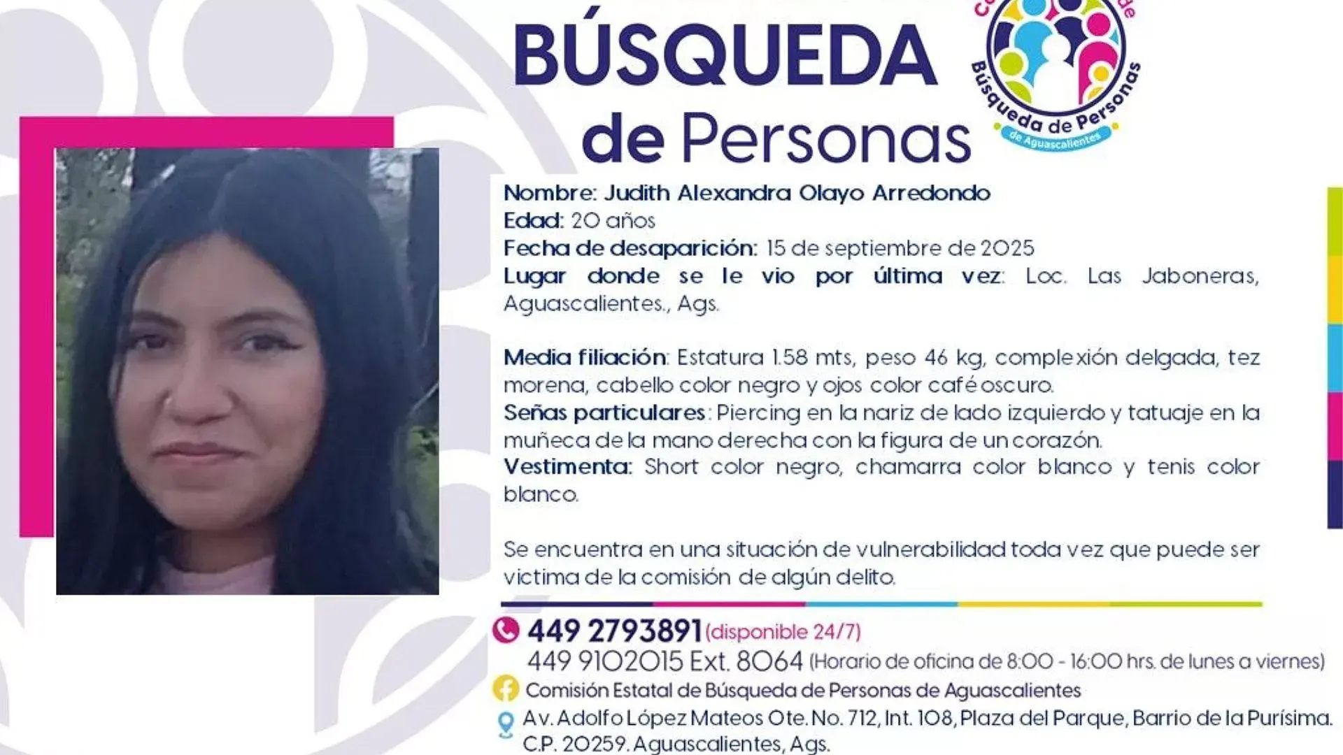 Buscan a Judith Alexandra, embarazada desaparecida en Aguascalientes