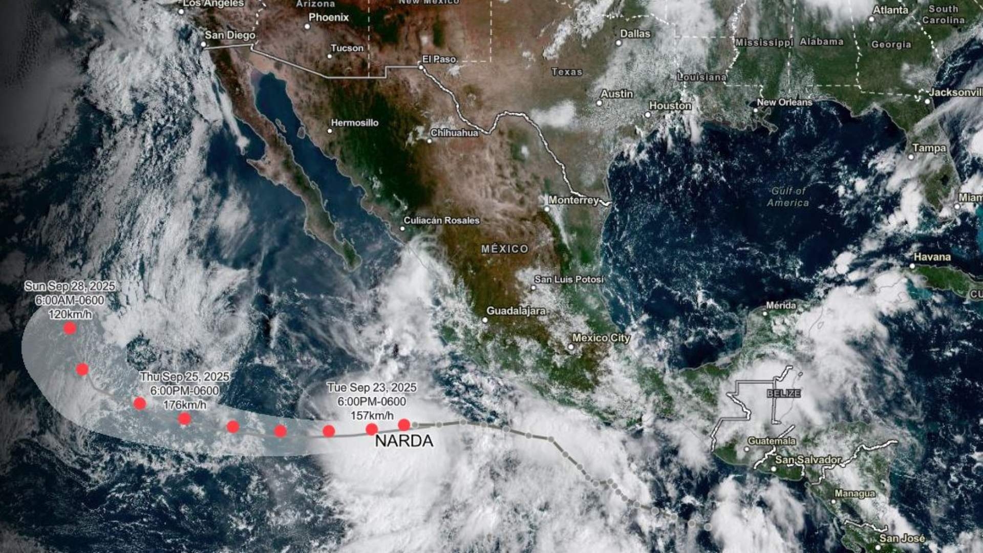 Huracán Narda categoría 1: Estados en alerta máxima