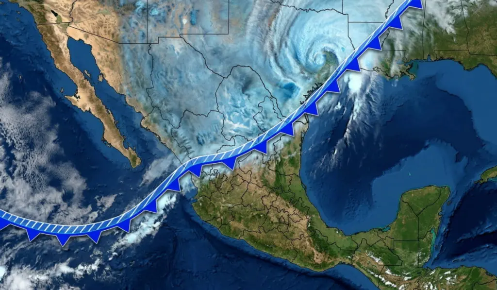Frente frío 2 escala riesgos meteorológicos con masa polar y lluvias de 150 mm