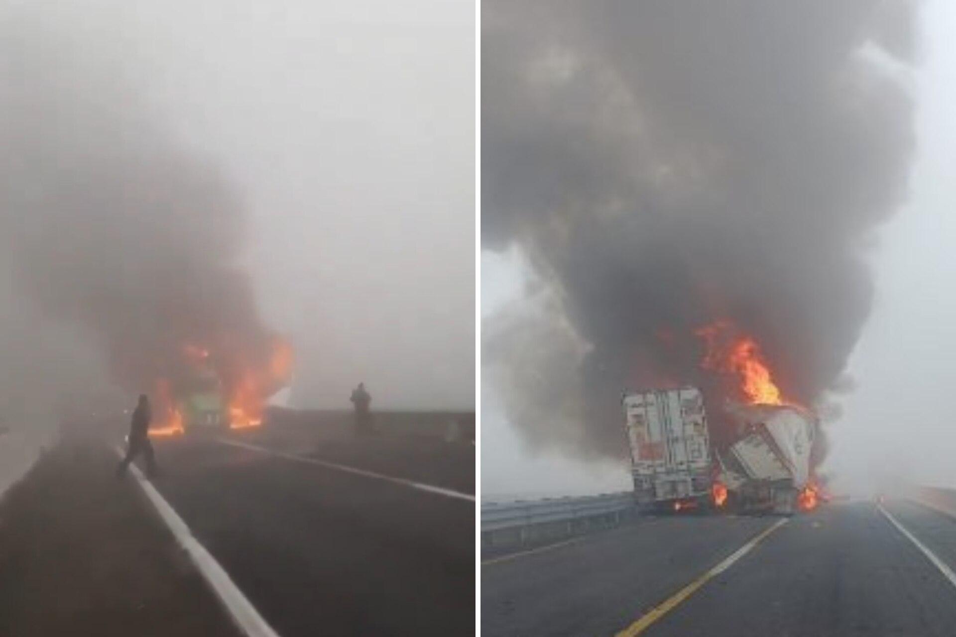Trailero pierde la vista tras choque en autopista Puebla-Córdoba