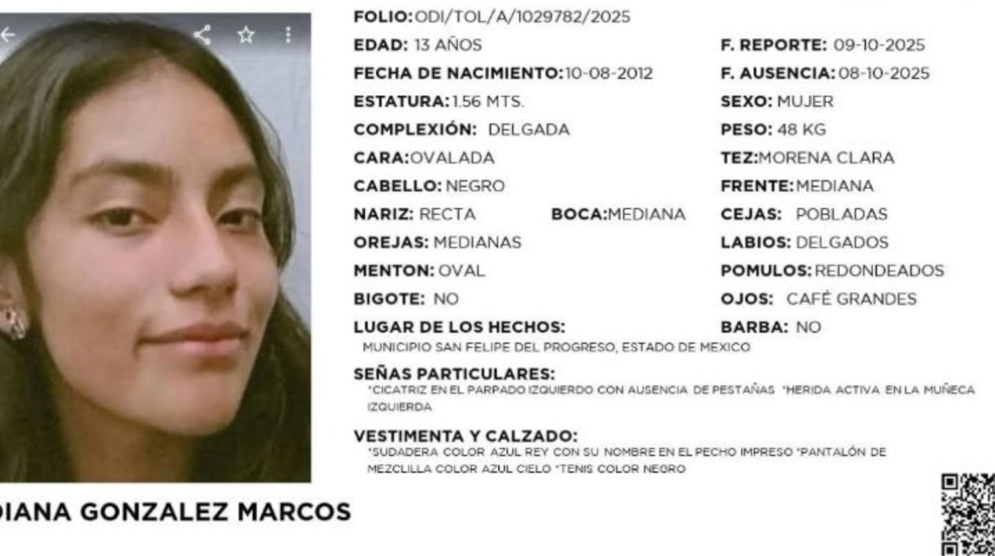 Desaparición de Diana González Marcos: Alerta en Edomex