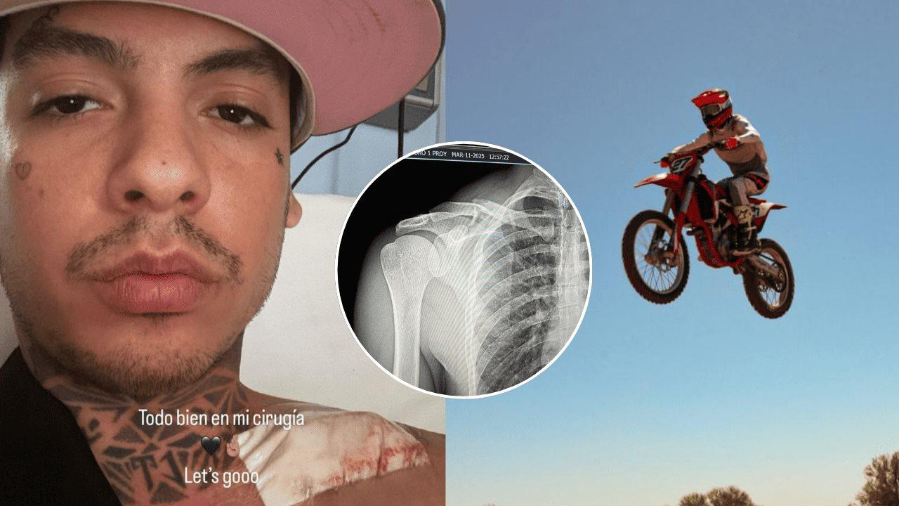 Natanael Cano sufre fractura de clavícula en otro accidente de motocross