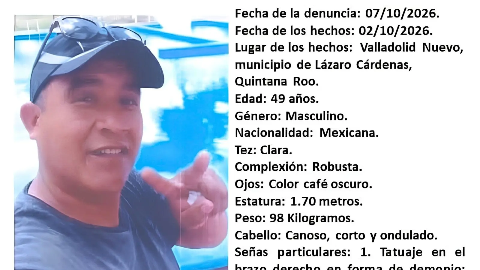 FGE de Quintana Roo busca a Armando López Cruz en Valladolid Nuevo